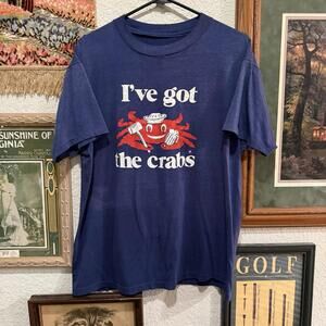 Vintage 70s I’ve Got The Crabs Florida Shirt Single Stitch Ringer Mens Size Lrg